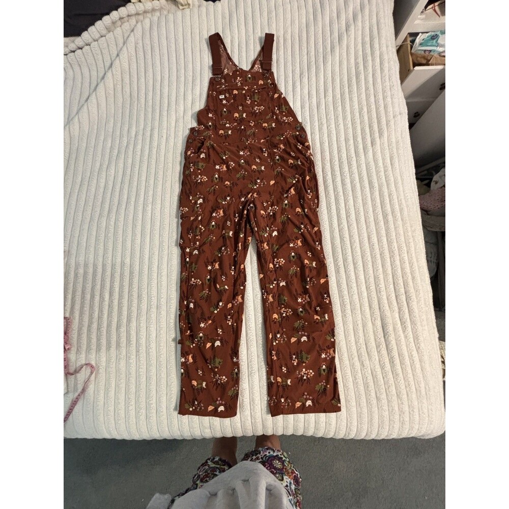 Duluth Trading Heirloom Gardening Bib Overalls Gnome chickens Large 31” Inseam - Picture 15 of 16
